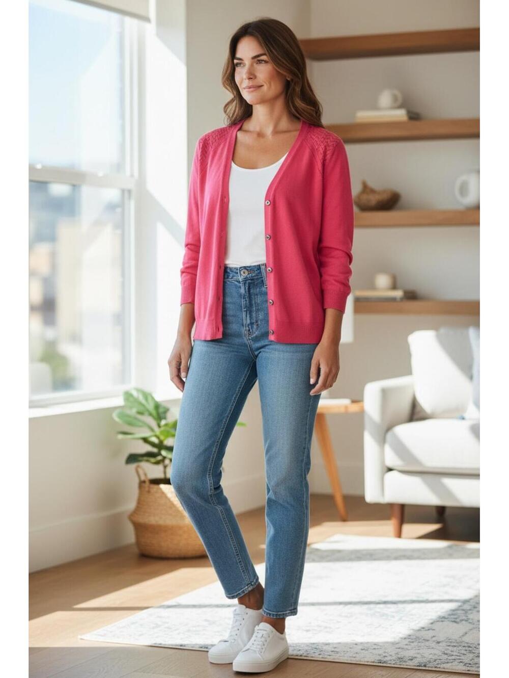 Christopher & Banks Pink Button-Up Cardigan‎ Sweater PXL